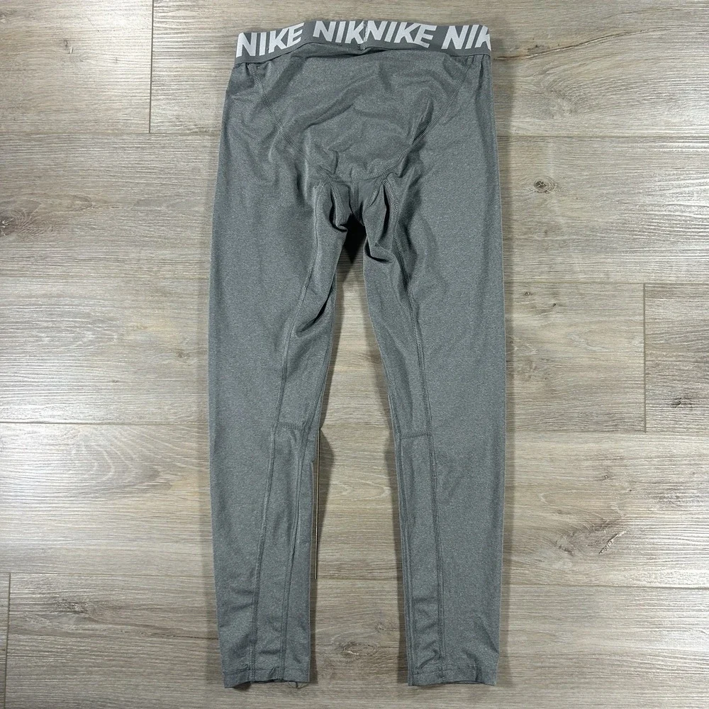 Nike Pro Boys XL Dri-Fit Full Length Gray Training Tights BV3516 Football Sports